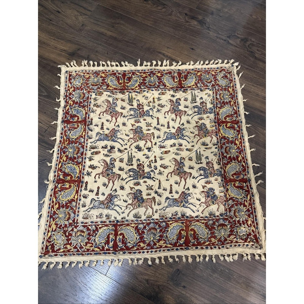 Vintage Persian Cotton Print Textile (Tehran Export) – 30" × 30"